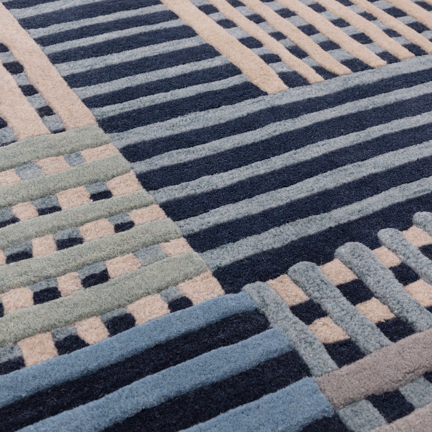 Aspect Modern Geometric Wool Rugs in Blue Multi – The Rug Seller