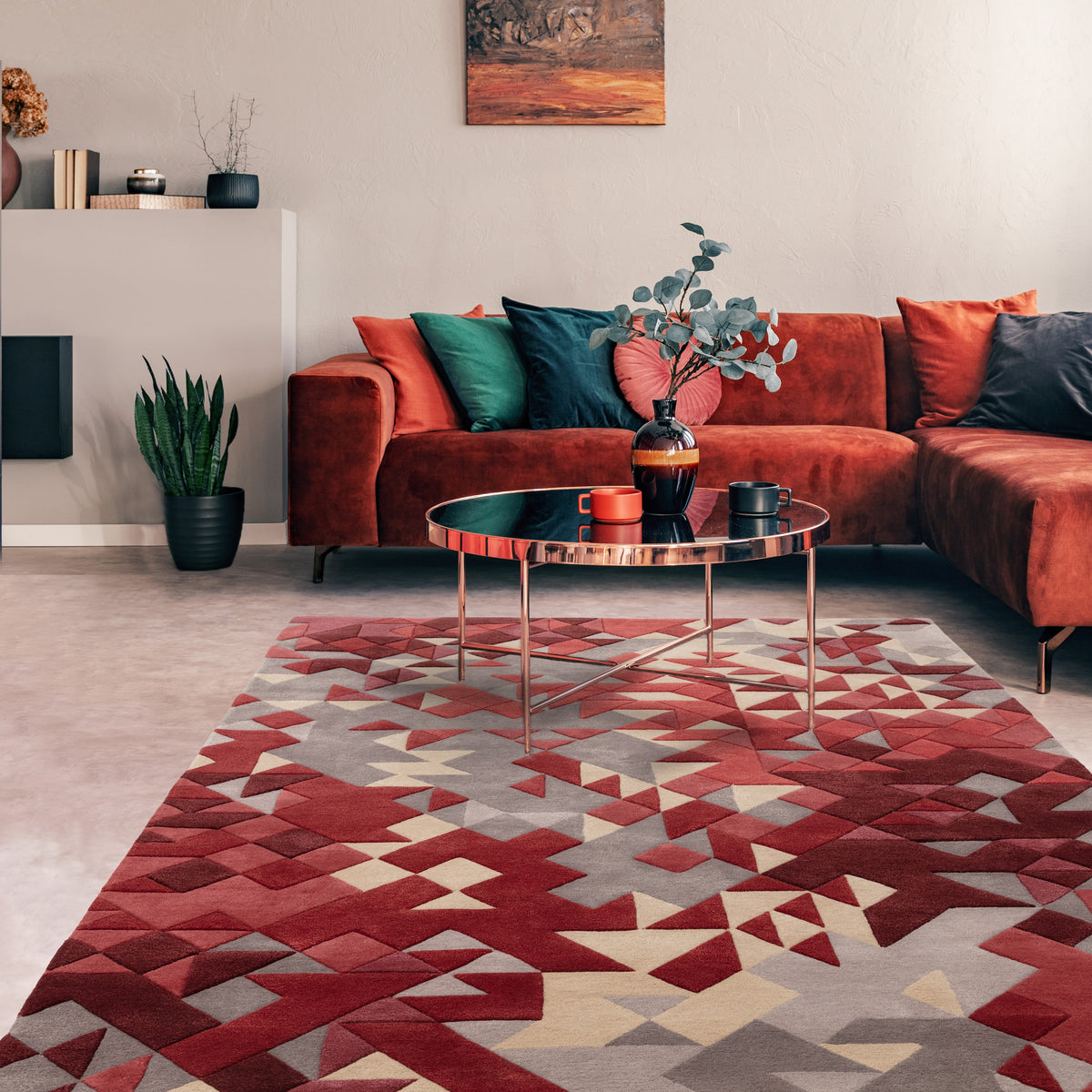 Enigma Rug Enigma Modern Carved 3D Wool Rugs in Red Multi – The Rug Seller