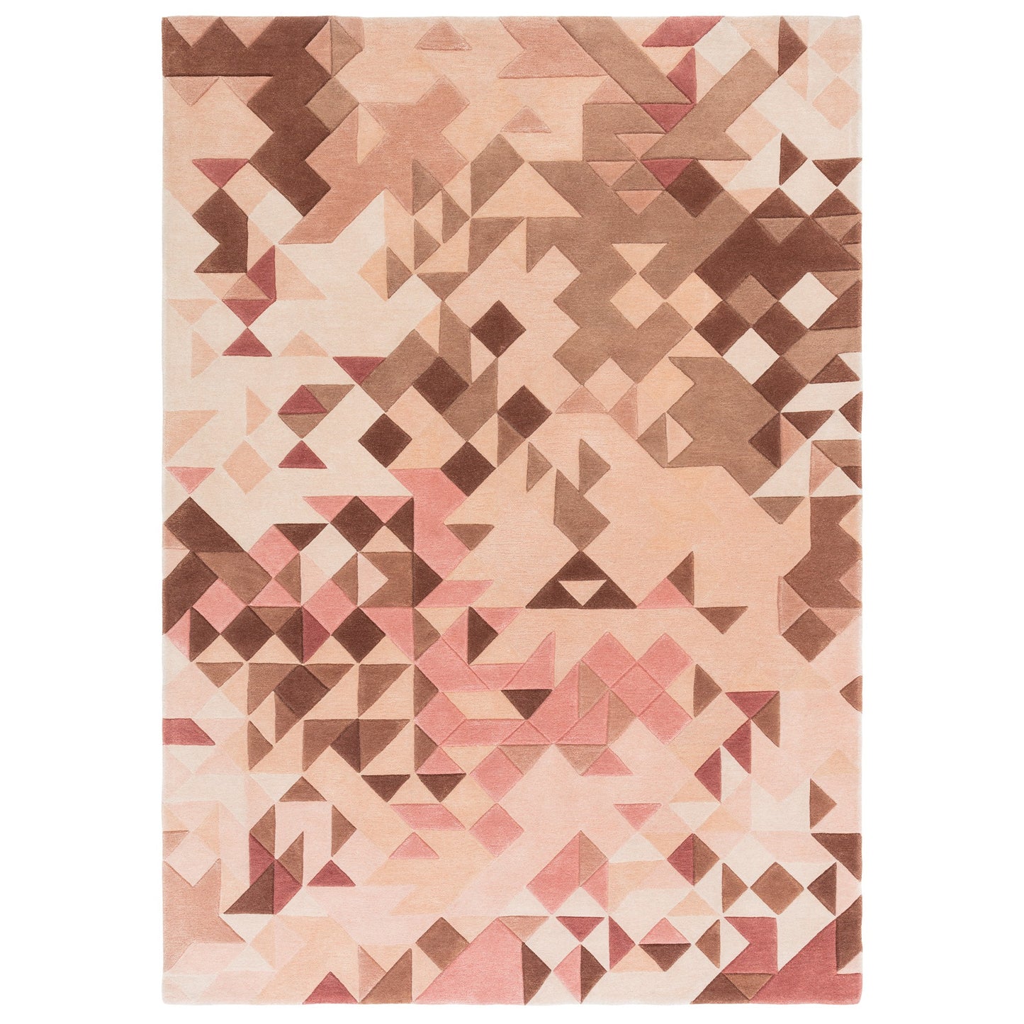 Enigma Modern Carved 3D Wool Rugs in Rose Pink Multi