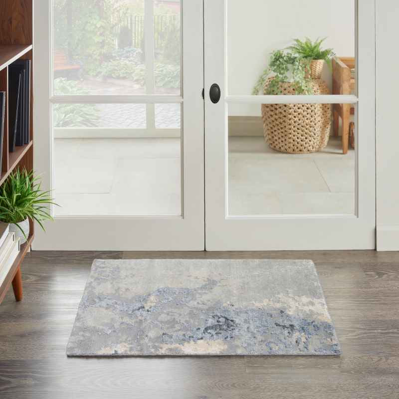 SHA21 Silk Shadows Abstract Rugs by Nourison in Blue Sky