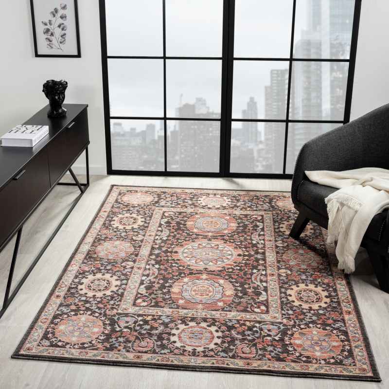 Alia 893GL Traditional Medallion Rugs in Anthra Rose Pink – The Rug Seller
