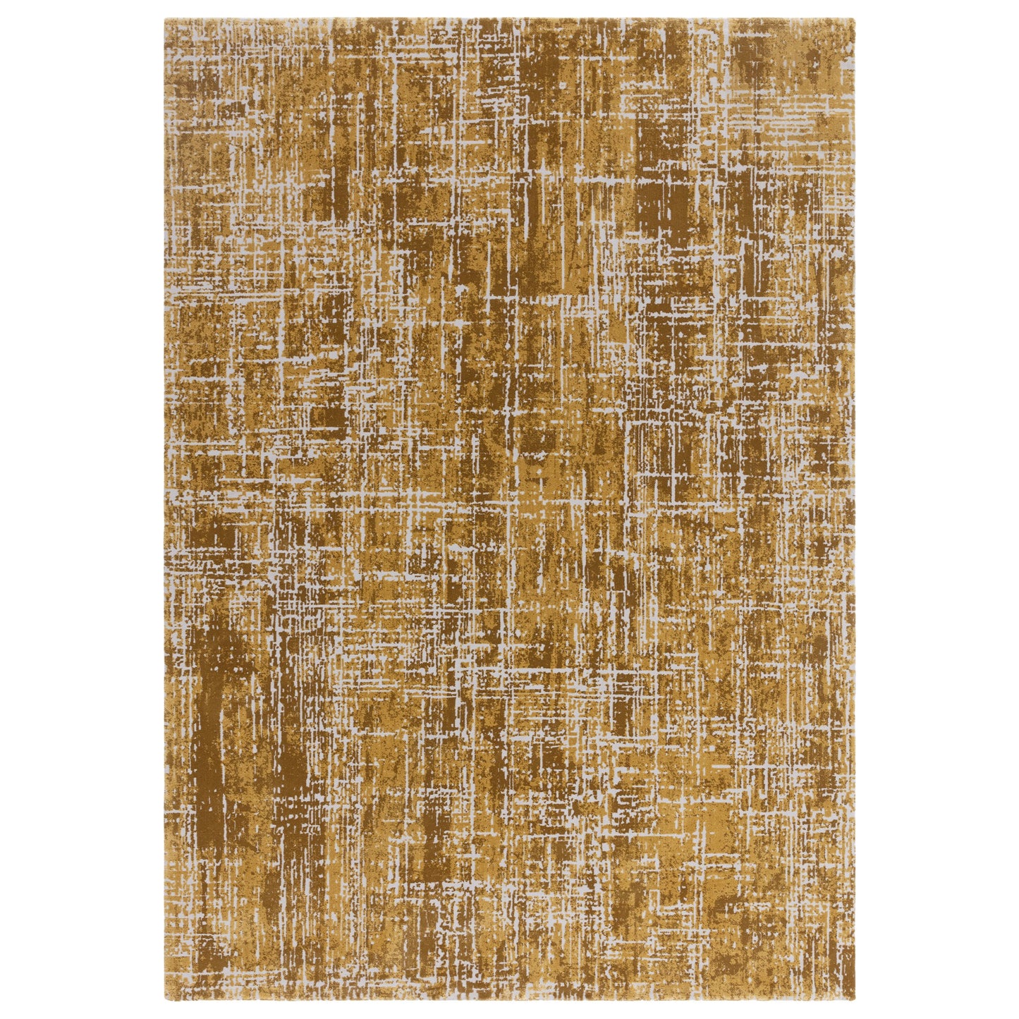 Kuza Abstract Modern Distressed Rug in Gold