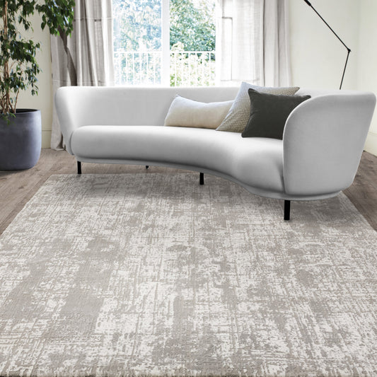Kuza Abstract Modern Distressed Rug in Grey