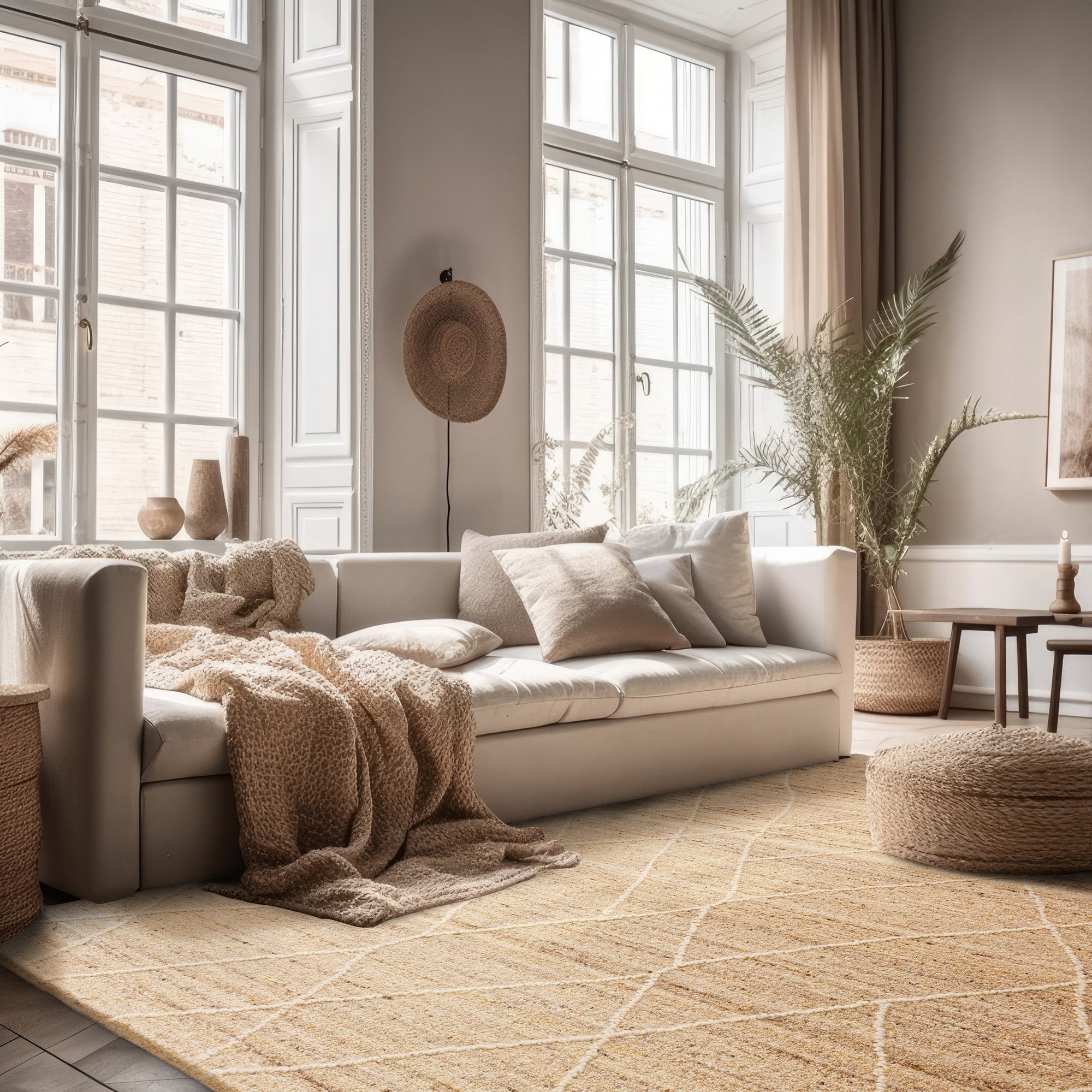 Noah Boho Moroccan Abstract Wool Rug in Natural – The Rug Seller