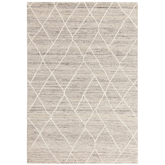 Noah Boho Moroccan Abstract Wool Rug in Silver Grey