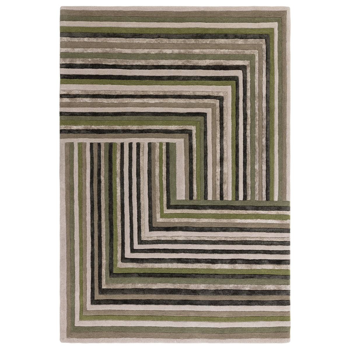 Green Matrix Rug Matrix Network Geometric Wool Rug in Forest Green – The Rug Seller