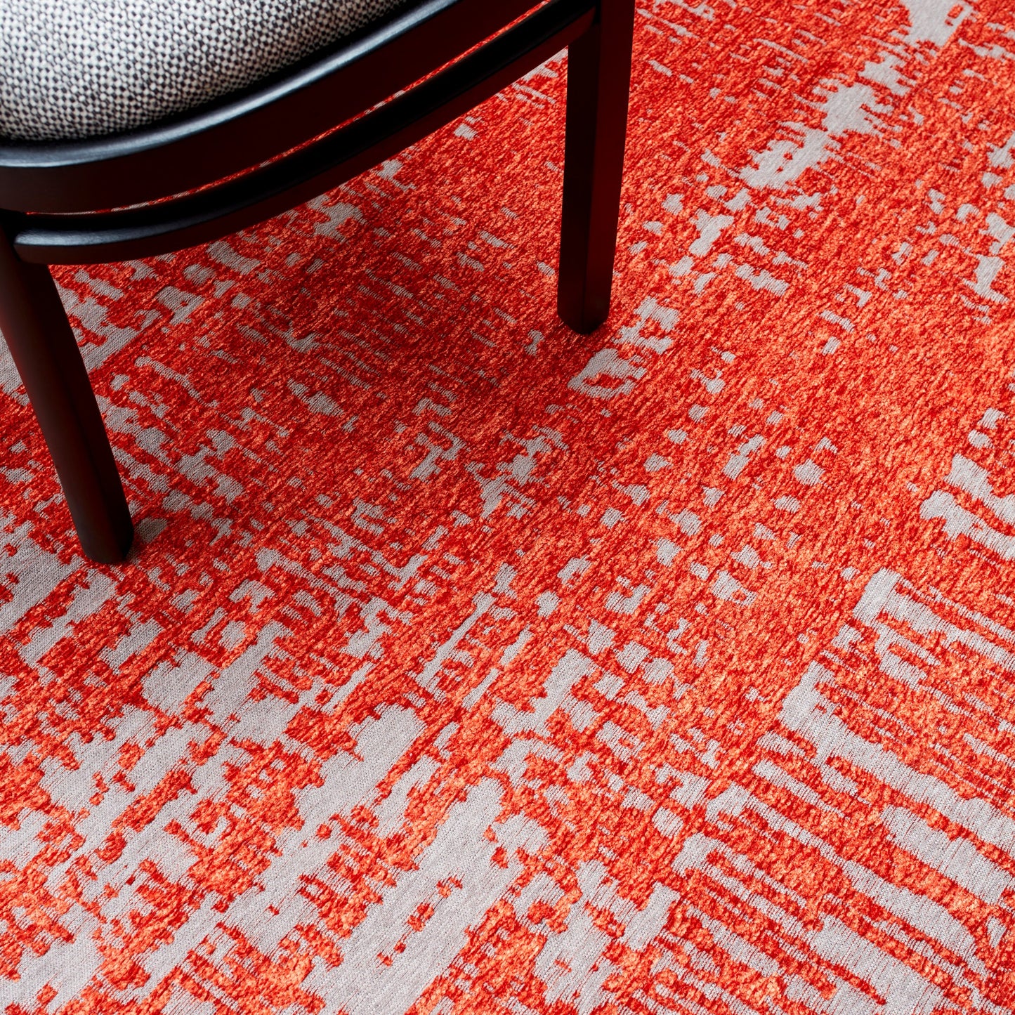 Beau Abstract Textured Flatweave Rug in Marmalade Orange