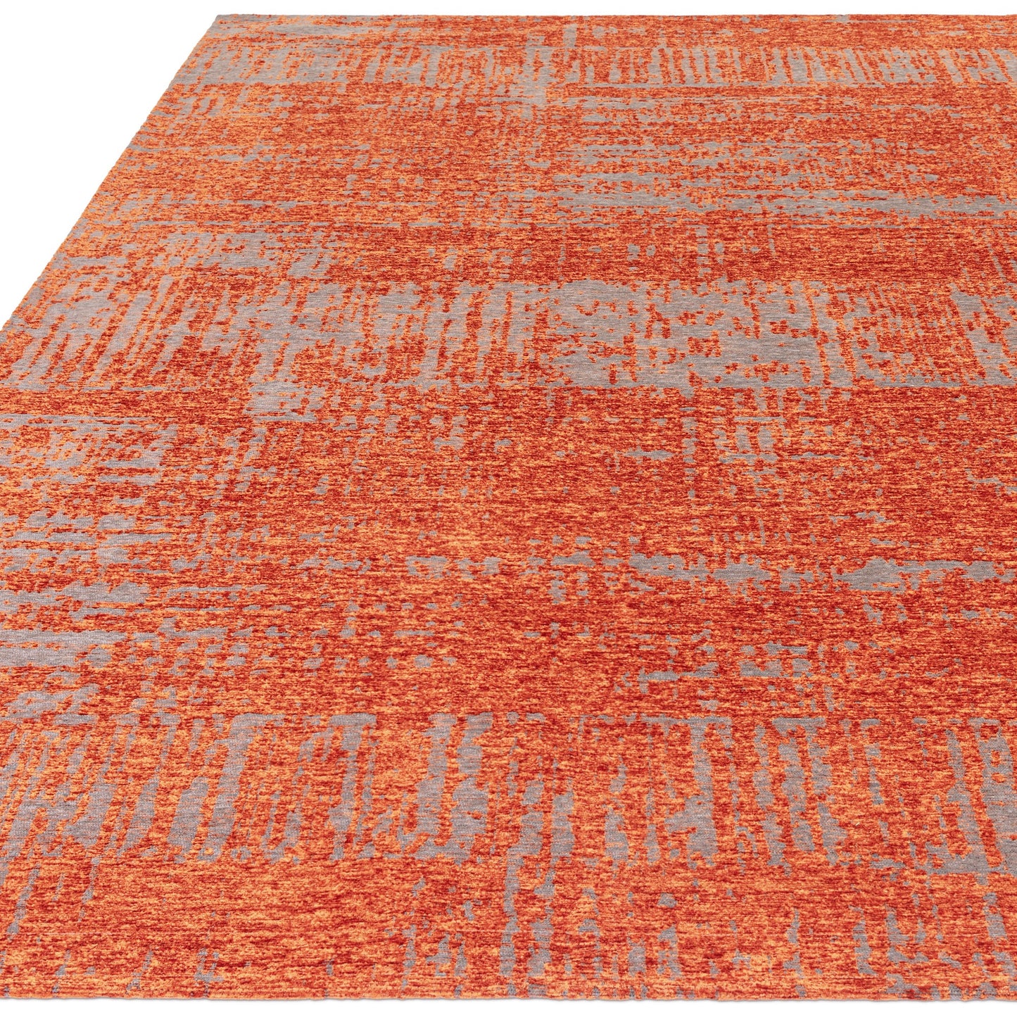 Beau Abstract Textured Flatweave Rug in Marmalade Orange