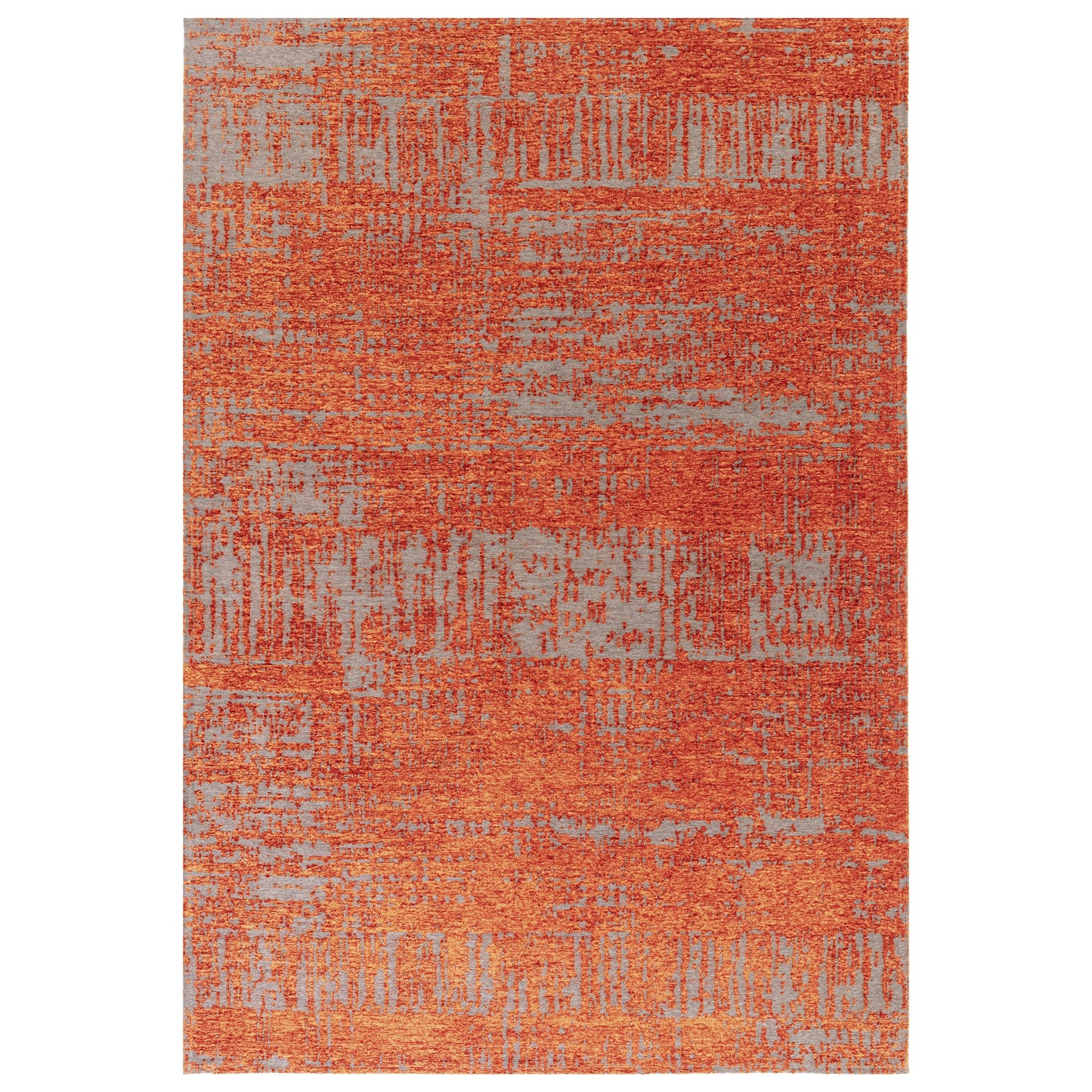 Beau Abstract Textured Flatweave Rug in Marmalade Orange
