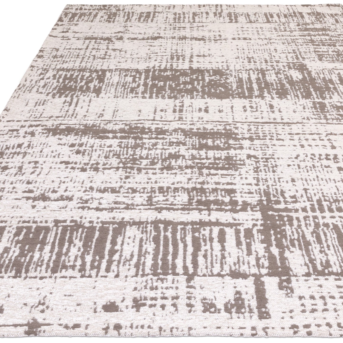 Beau Abstract Textured Flatweave Rug in White