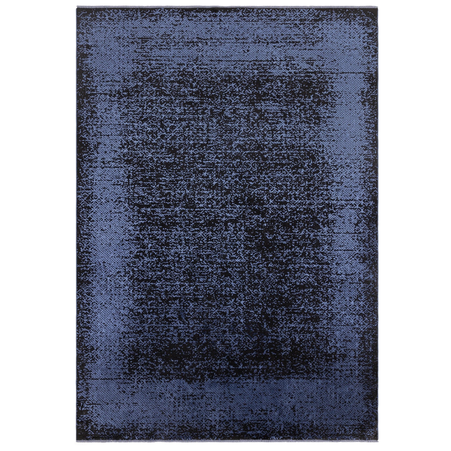 Elodie Contemporary Bordered Rug in Indigo Blue
