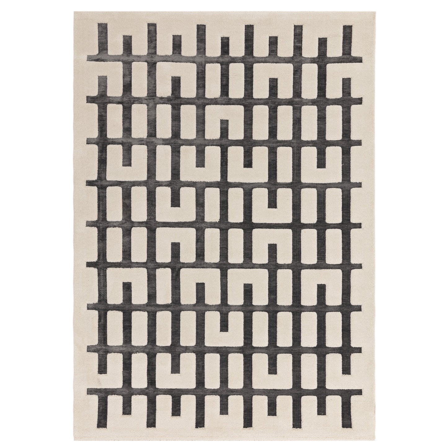 Valley Junction Geometric 3D Rug in Charcoal Grey Ivory