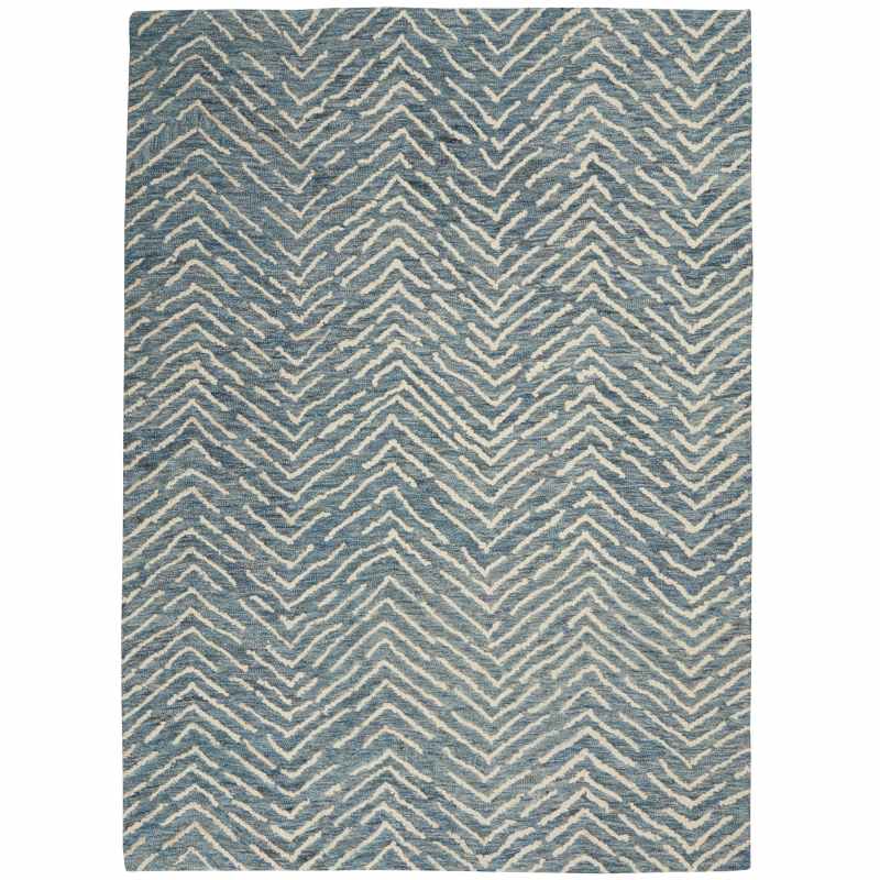 Colorado CLR02 Linear Wool Rugs by Nourison in Indigo Ivory