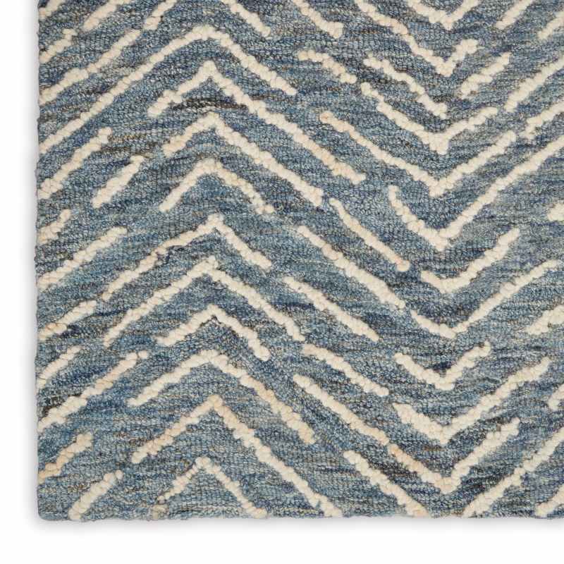 Colorado CLR02 Linear Wool Runner Rug by Nourison in Indigo Ivory