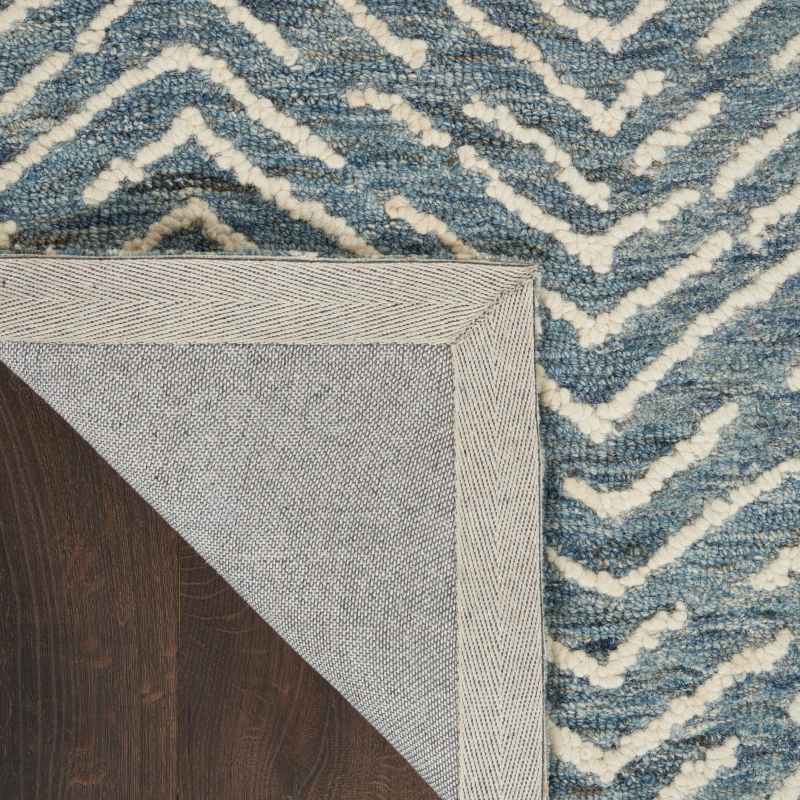 Colorado CLR02 Linear Wool Runner Rug by Nourison in Indigo Ivory