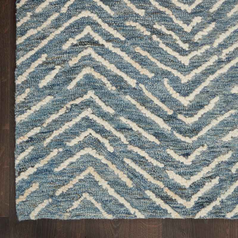 Colorado CLR02 Linear Wool Runner Rug by Nourison in Indigo Ivory