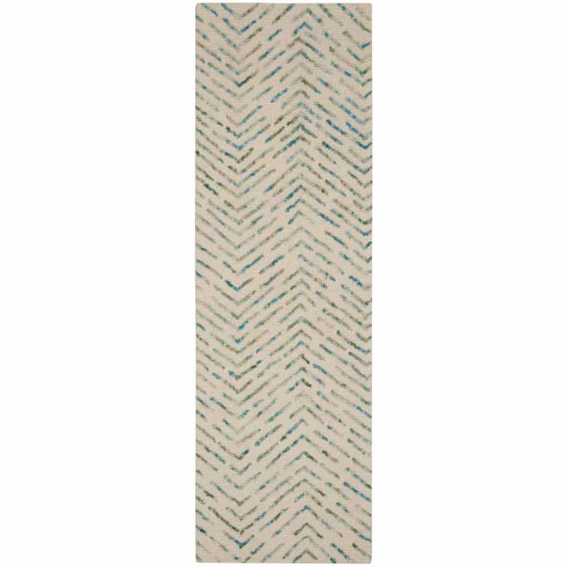 Colorado CLR02 Linear Wool Runner Rug by Nourison in Ivory Green