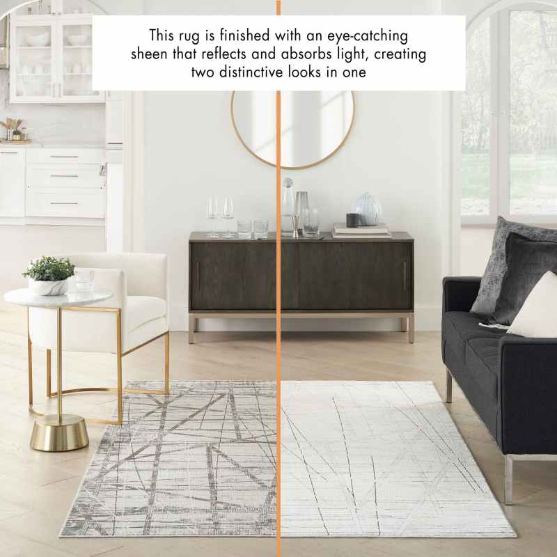 Desire DSR03 Abstract Rugs by Nourison in Grey Silver
