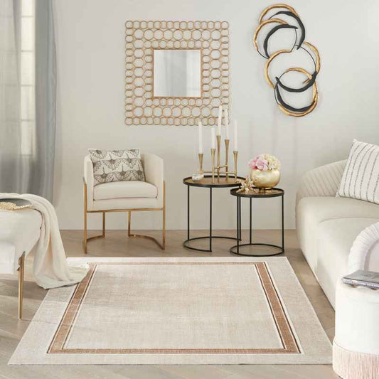Glitz GLZ08 Geometric Rugs by Nourison in Ivory Cream