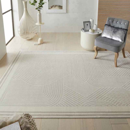 Lugano LUG05 Modern Rugs by Concept Looms in Light Grey Ivory