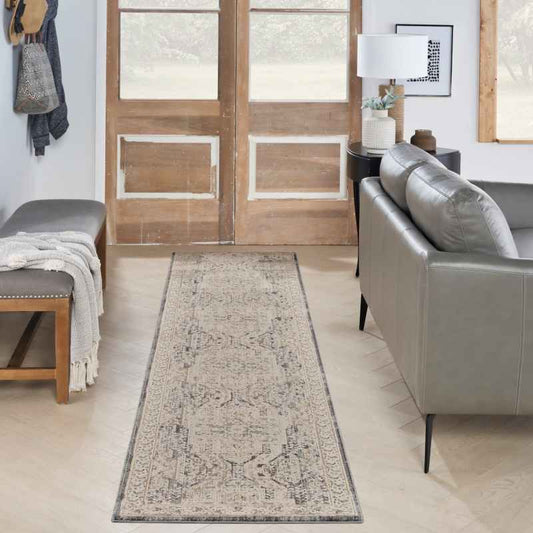 Lynx LNX01 Traditional Runner Rugs by Nourison in Ivory Charcoal
