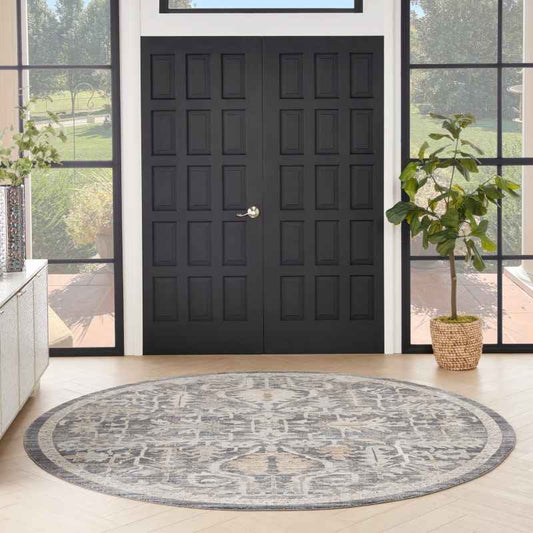 Lynx LNX02 Traditional Circle Rug by Nourison in Navy Multi