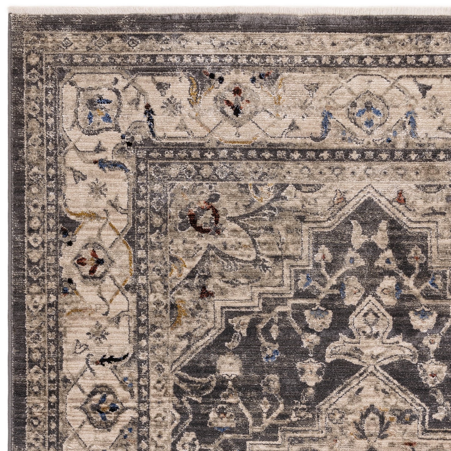 Sovereign Medallion Persian Traditional Rugs in Charcoal Grey