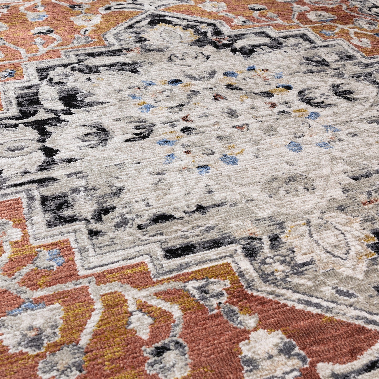 Sovereign Medallion Persian Traditional Rugs in Terracotta Orange