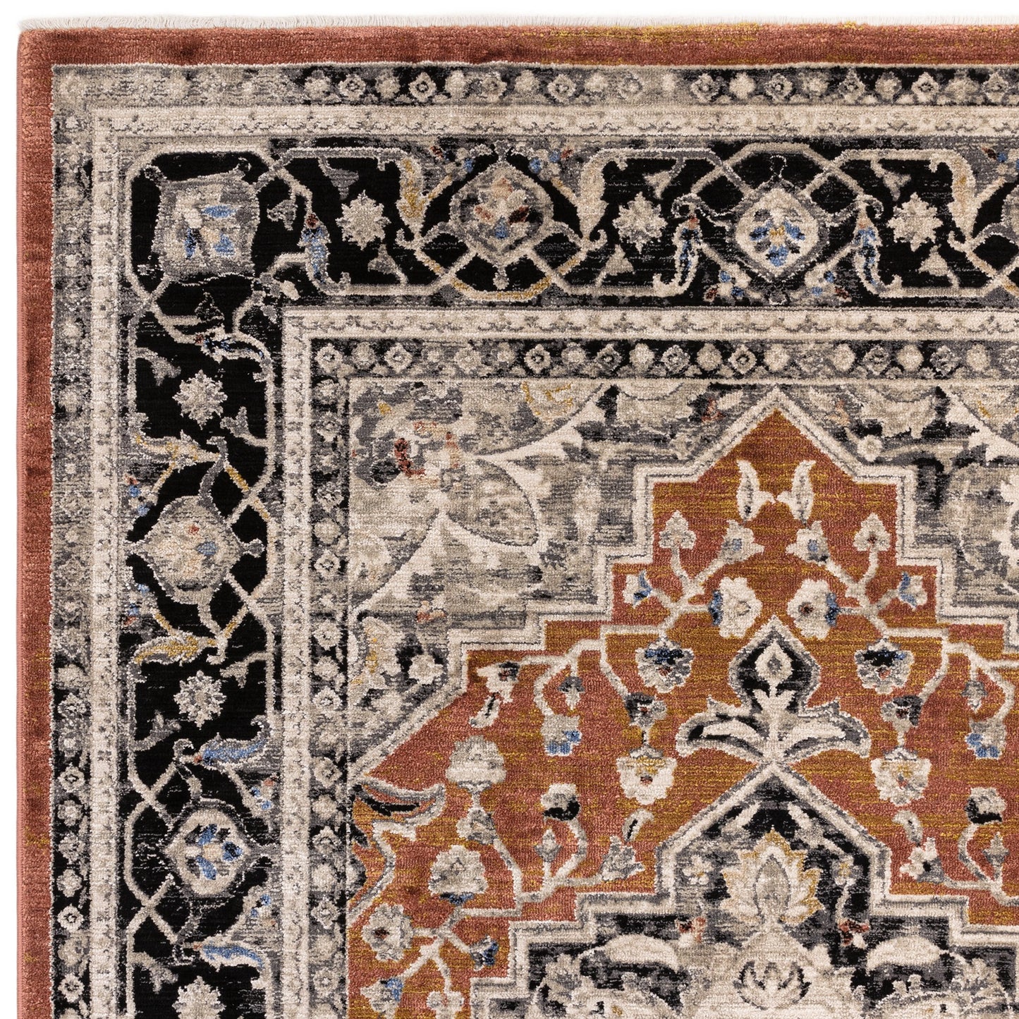 Sovereign Medallion Persian Traditional Rugs in Terracotta Orange