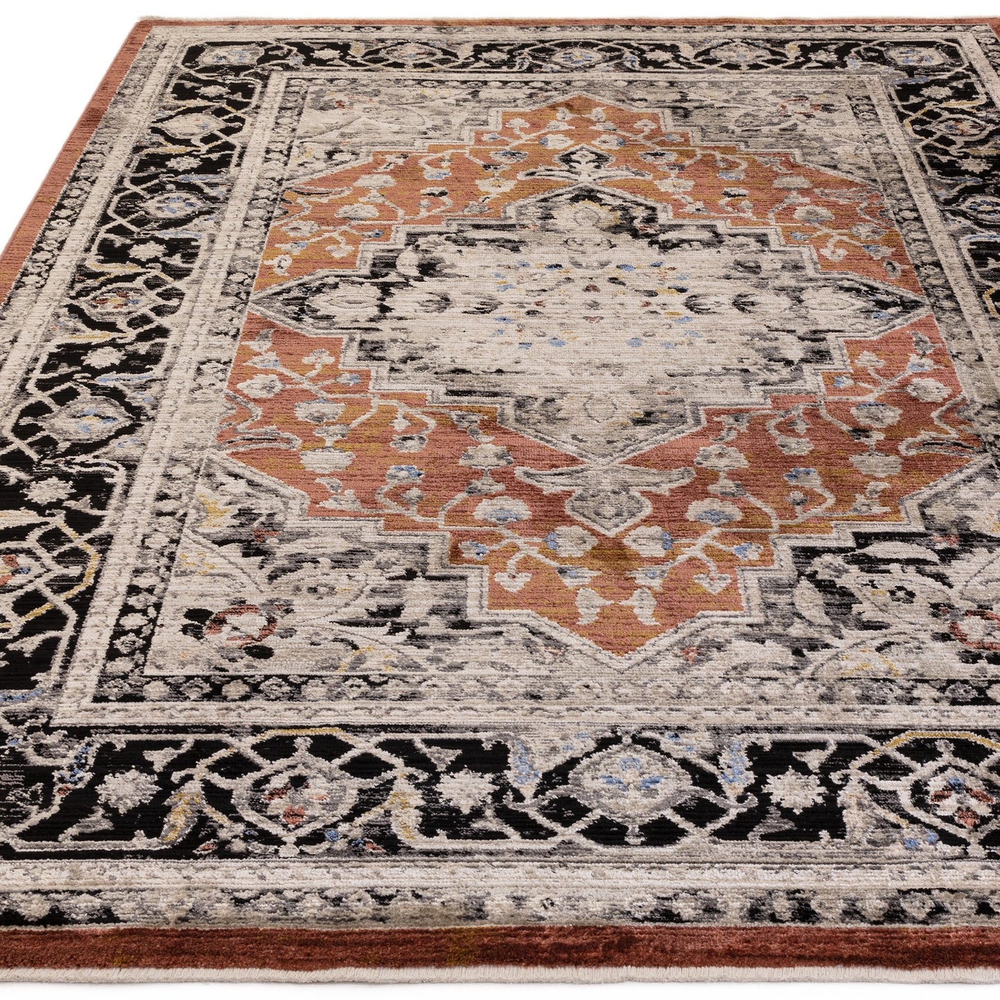 Sovereign Medallion Persian Traditional Rugs in Terracotta Orange
