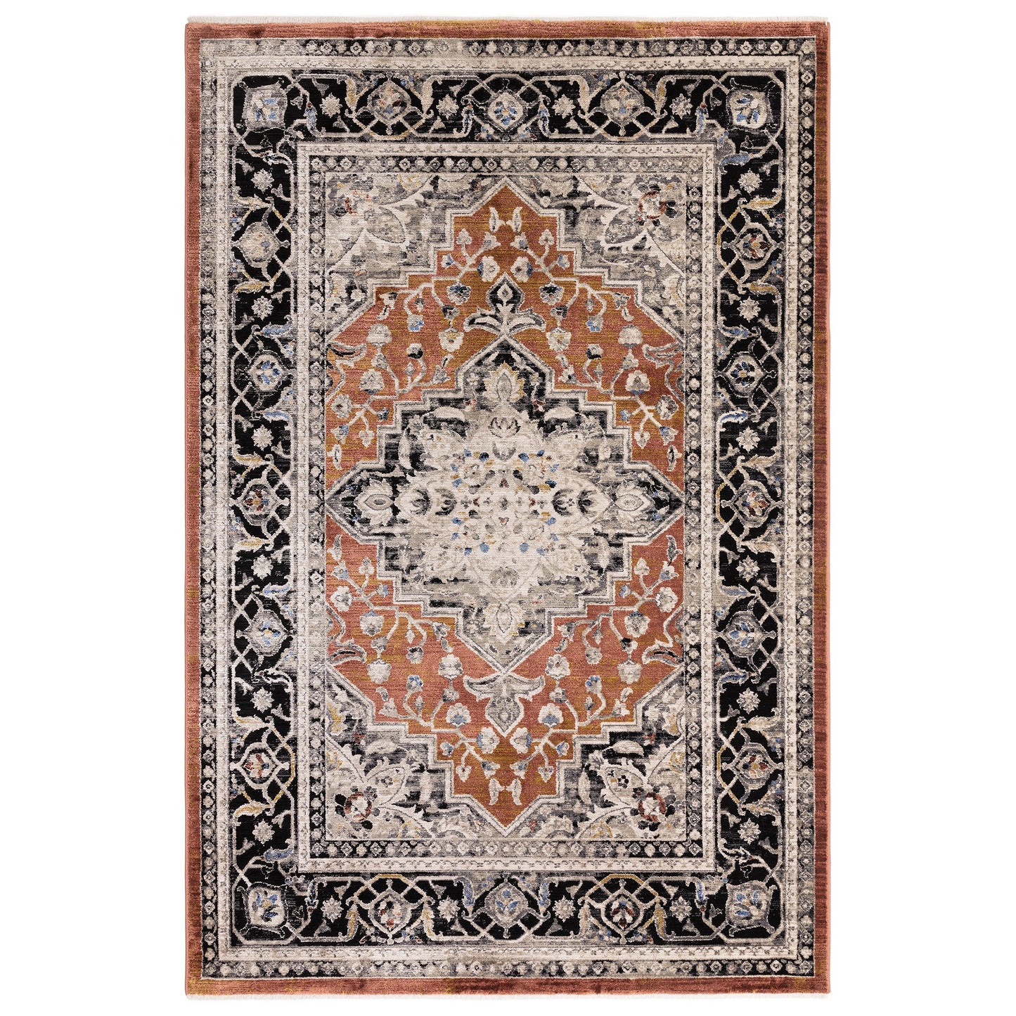 Sovereign Medallion Persian Traditional Rugs in Terracotta Orange