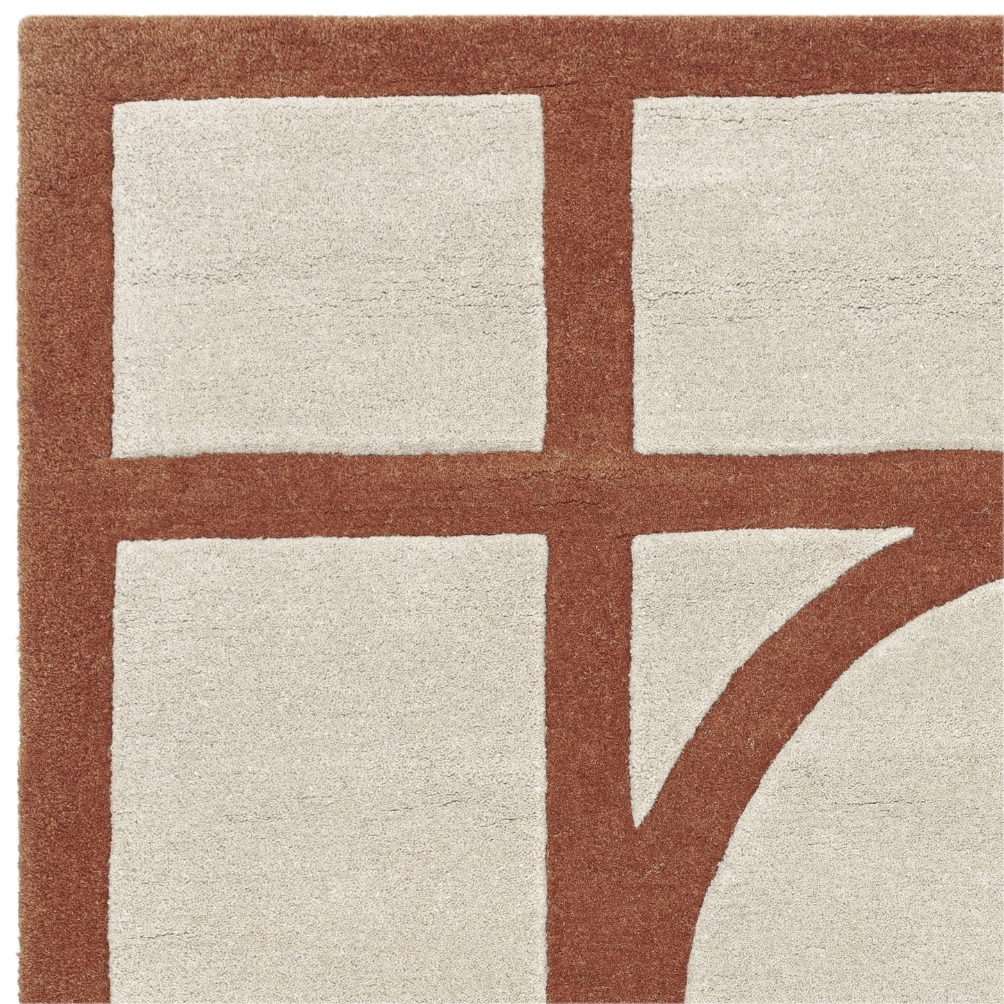 Metro Geometric Carved Wool Rugs in Rust Orange