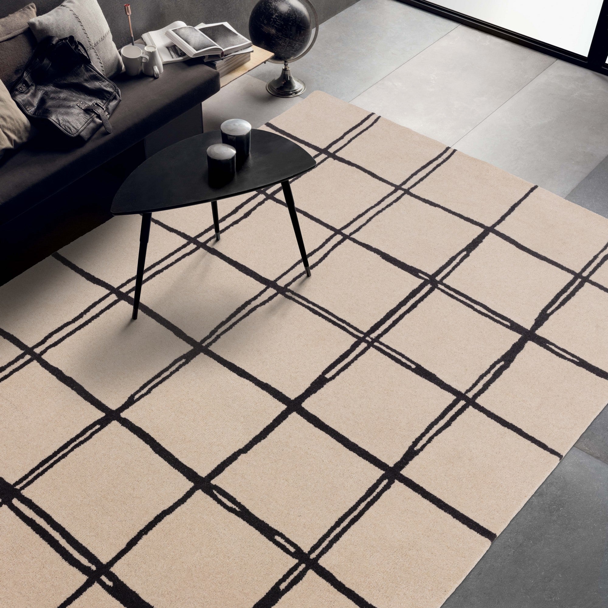 Grid Style Rugs Nz Albany Grid Modern Geometric Wool Rugs in Monochrome – The Rug Seller