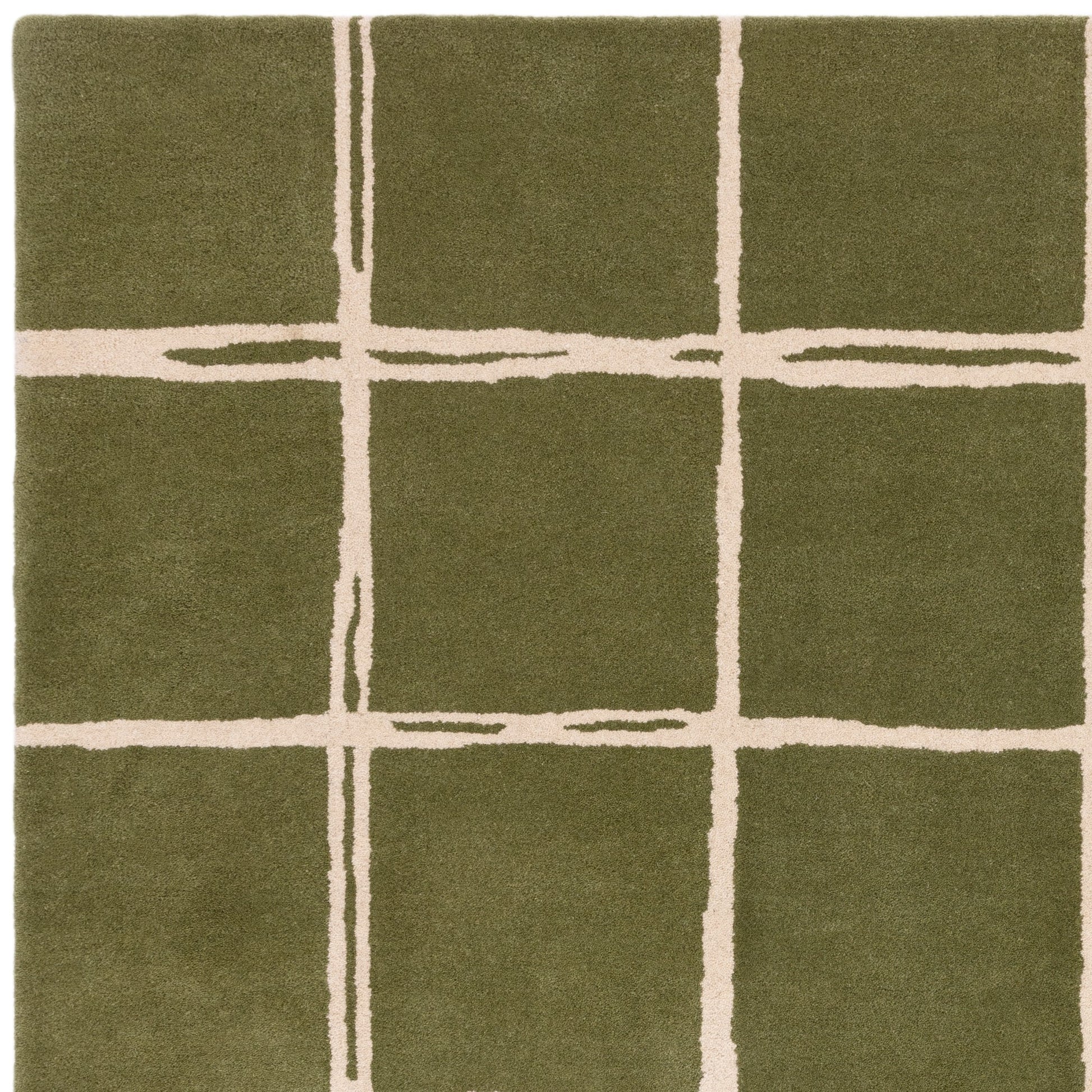 Albany Grid Modern Geometric Wool Rugs in Olive Green – The Rug Seller