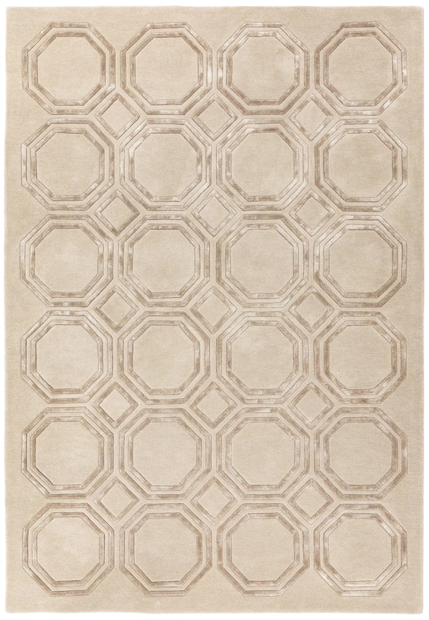 Asiatic nexus octagon beige Beige Living Room Wool Rug.