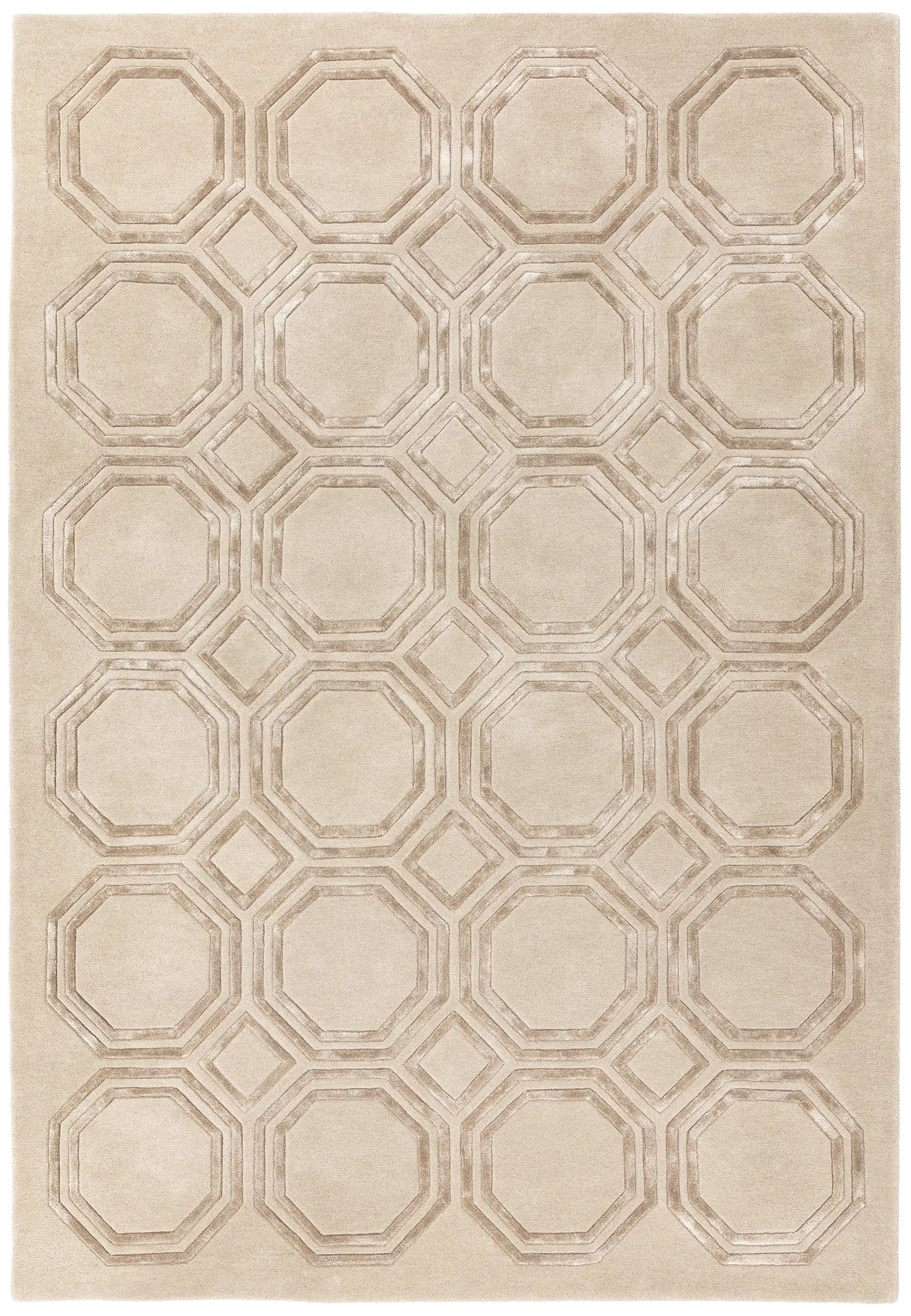 Asiatic nexus octagon beige Beige Living Room Wool Rug.