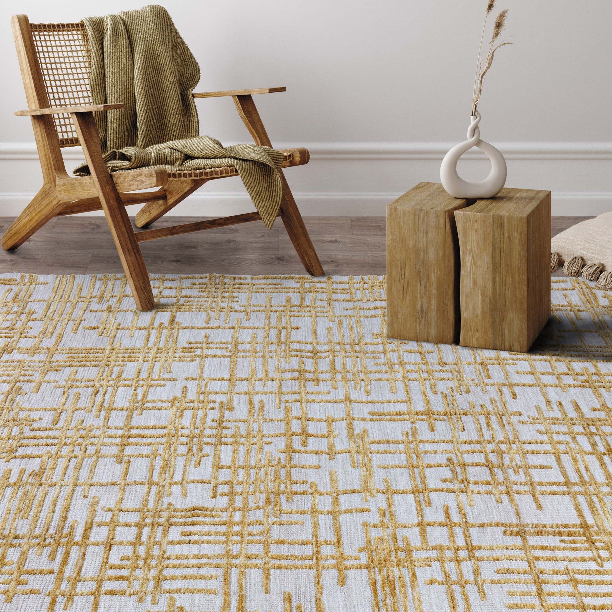 Draft Proof Rugs Mason Draft Modern Abstract Rugs in Yellow Gold – The Rug Seller