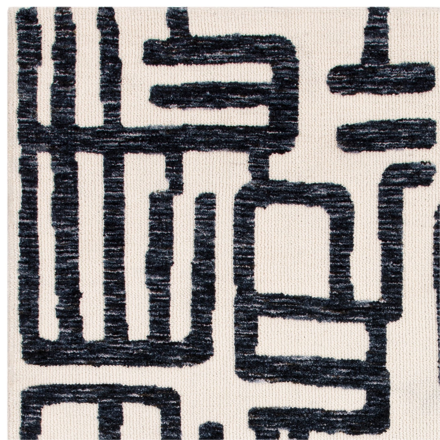 Mason Script Modern Abstract Rugs in Blue & Cream