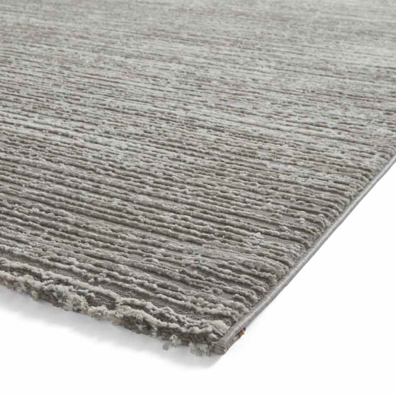 Flores 1930 Plain Textured Washable Rug in Grey