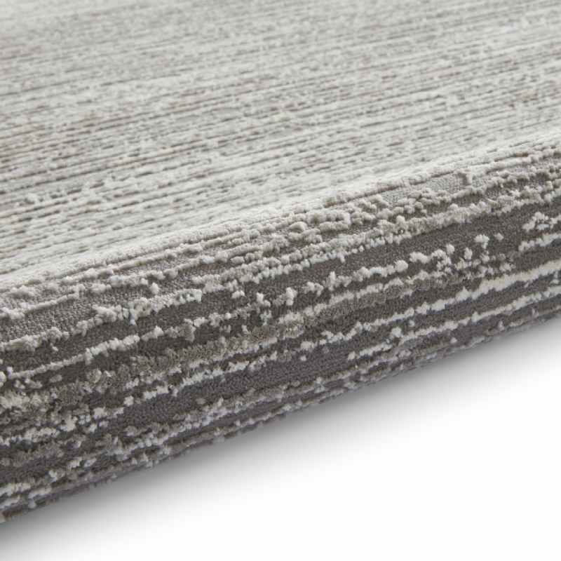Flores 1930 Plain Textured Washable Rug in Grey