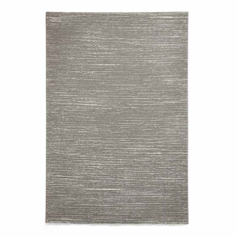Flores 1930 Plain Textured Washable Rug in Grey