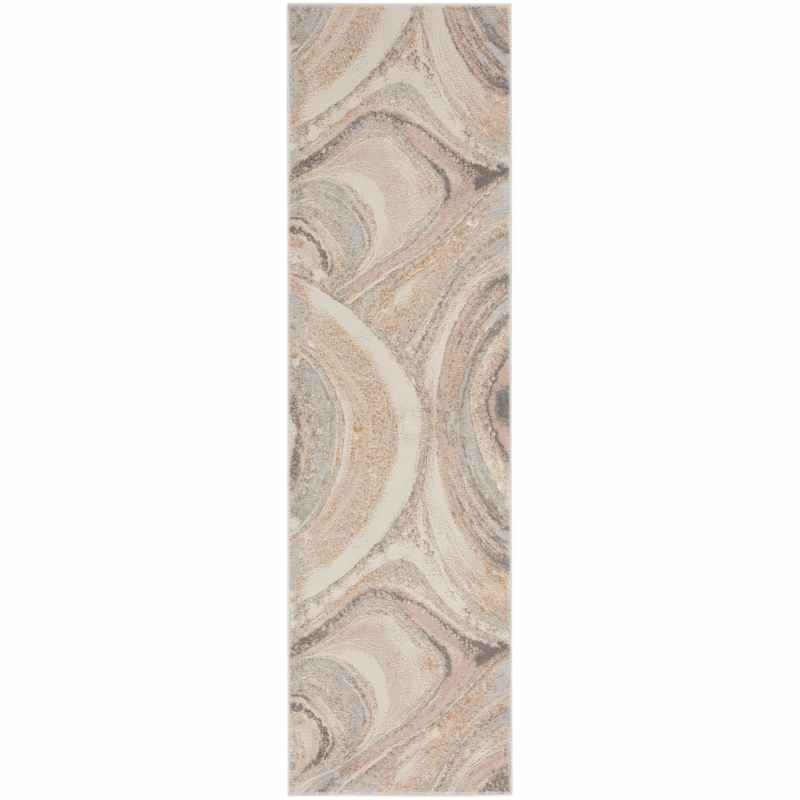 Brushstrokes BSK03 Abstract Runner Rug by Nourison in Cream Grey