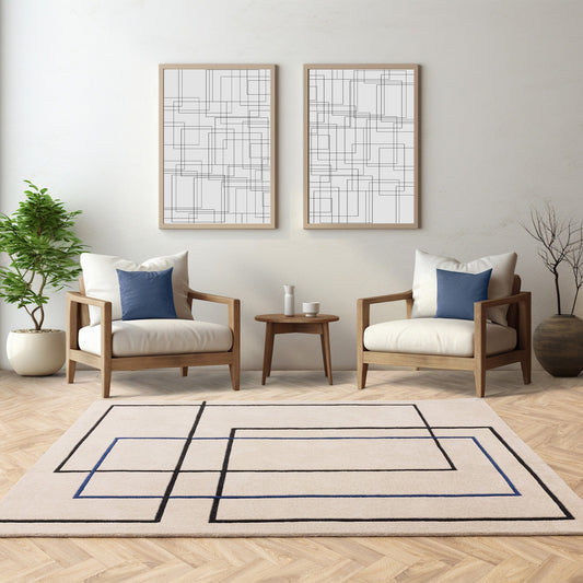 Reef Outline RF19 Modern Geometric Rug in Blue