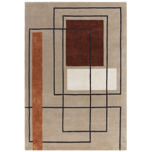 Reef Outline RF20 Geometric Rug in Terracotta Orange