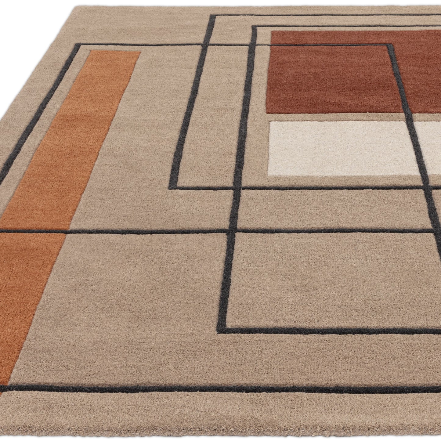 Reef Outline RF20 Geometric Rug in Terracotta Orange