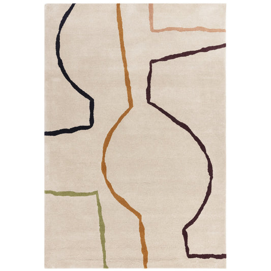 Reef Linear RF22 Modern Abstract Rug in Multi