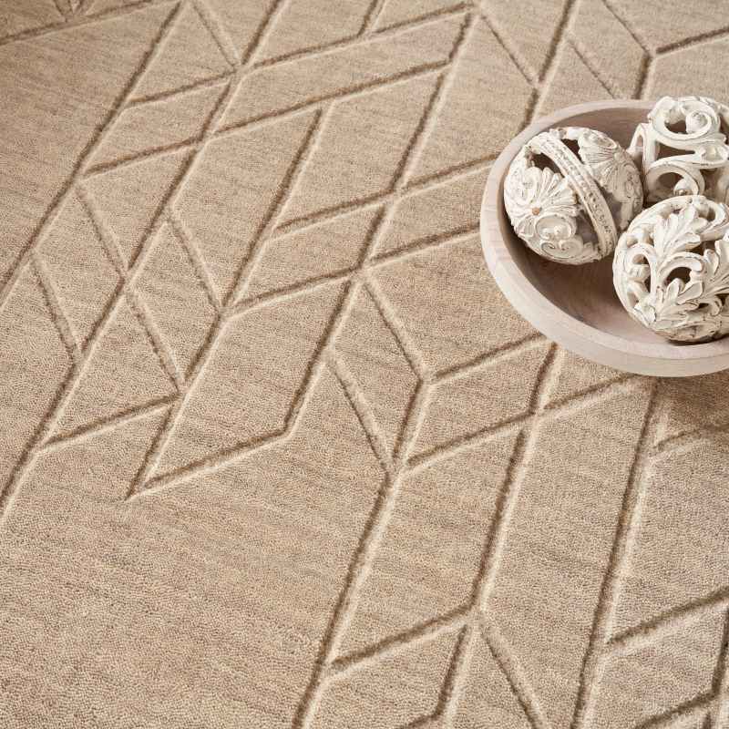 Alessia ALE01 Geometric Wool Rugs by Nourison in Beige