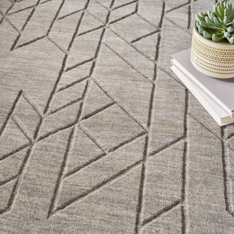 Alessia ALE01 Geometric Wool Rugs by Nourison in Grey