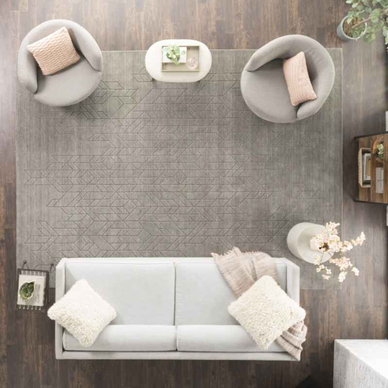 Alessia ALE01 Geometric Wool Rugs by Nourison in Grey