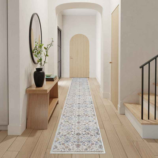 Elegant Heirlooms ELH02 Traditional Runner Rugs by Nourison in Ivory Grey